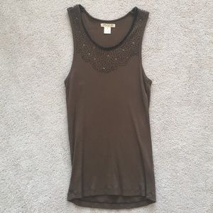 Mod-O-Doc beaded, ribbed tank top